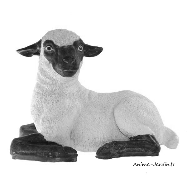 Agneau couch en fibre de verre petit mouton t te noire animal